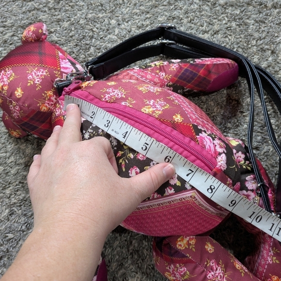 Delia\'s X Dolls Kill Pink Floral Patchwork Teddy Bear Backpack Purse main image 8